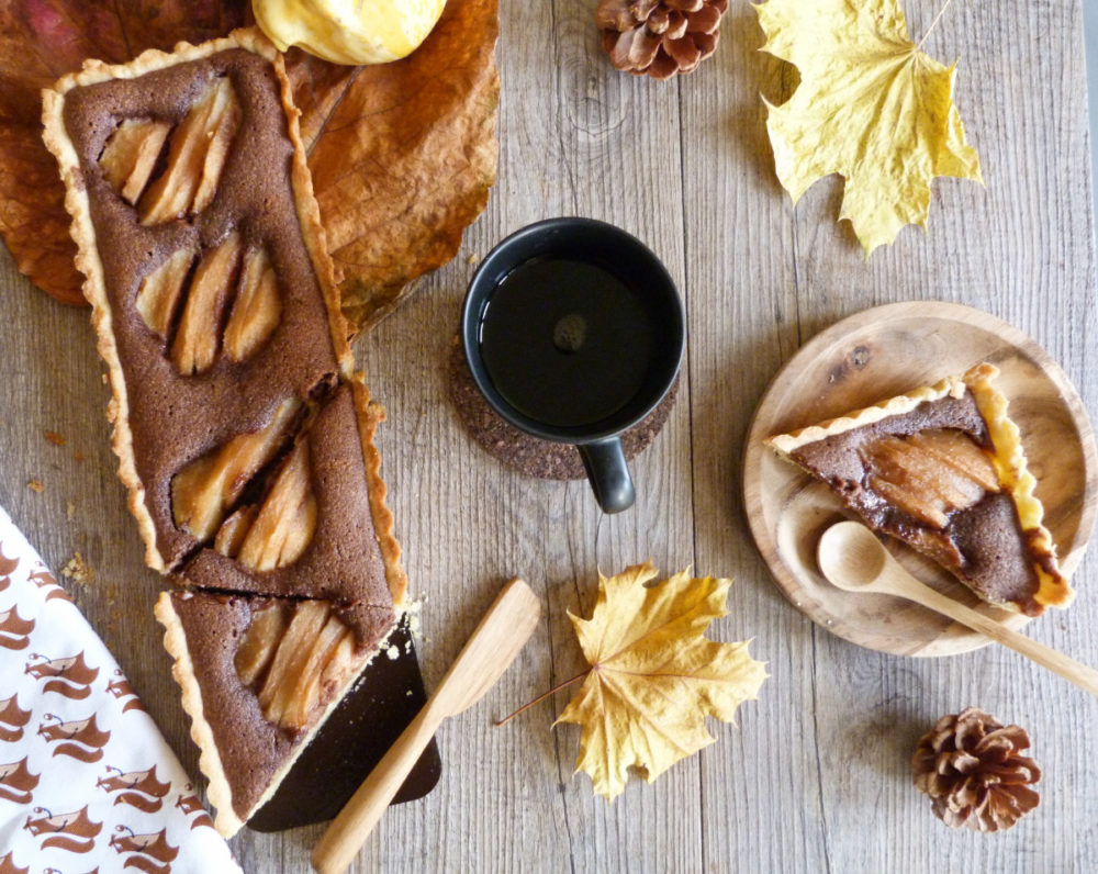 tarte poire crème d'amandes au chocolat