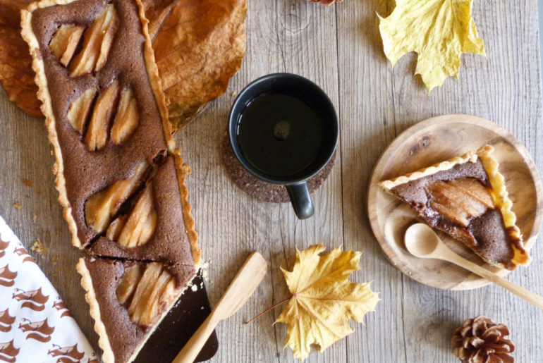 tarte poire crème d'amandes au chocolat