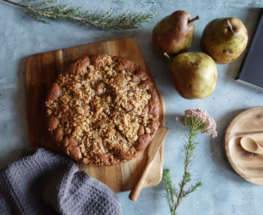 crumble cake poires chocolat