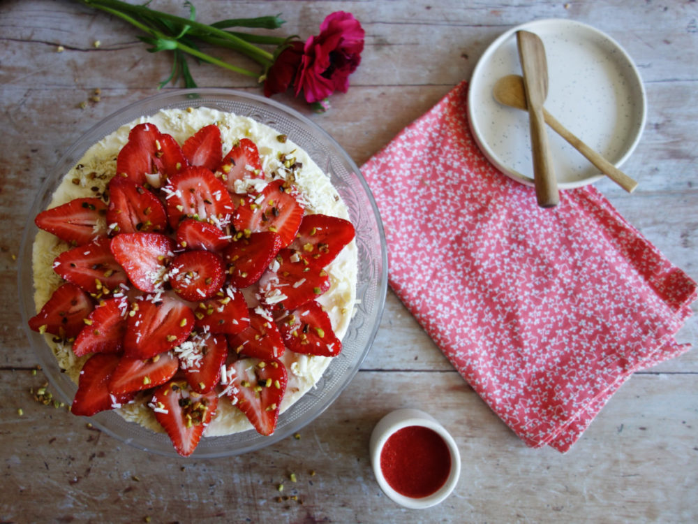 cheesecake aux fraises et chocolat blanc 