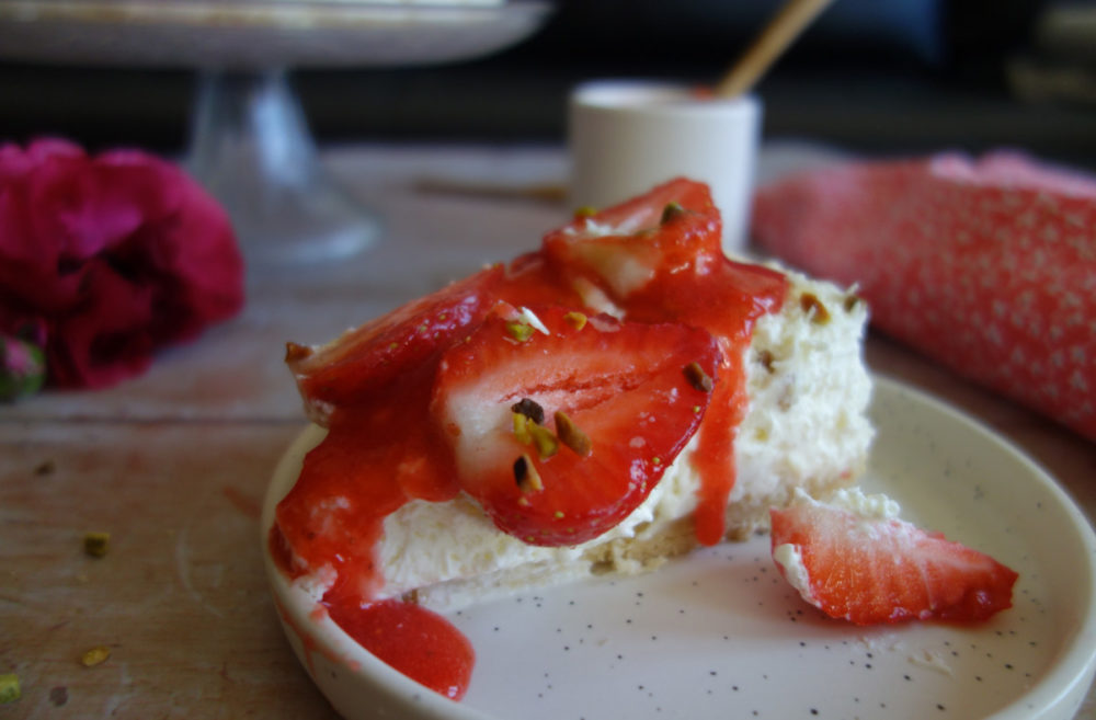 cheesecake aux fraises et chocolat blanc