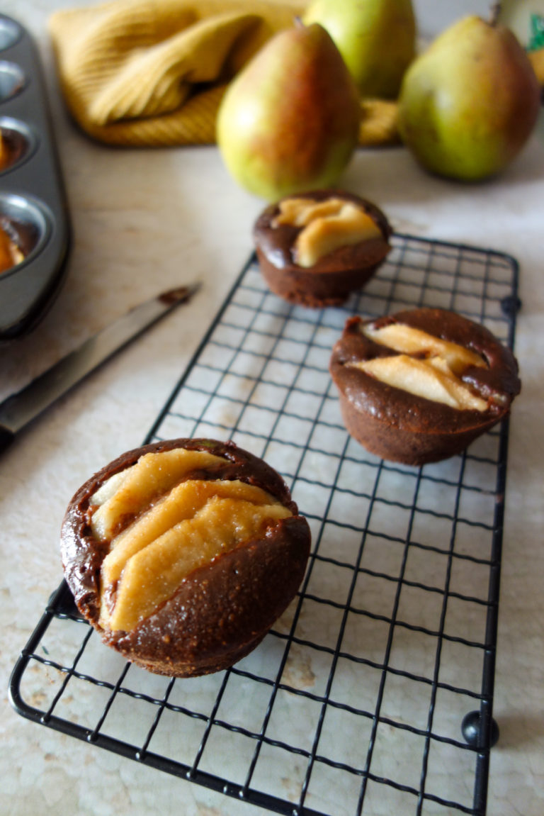 mini-fondants choco, noisettes et poires
