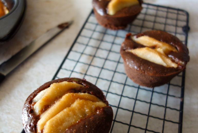 mini-fondants choco, noisettes et poires