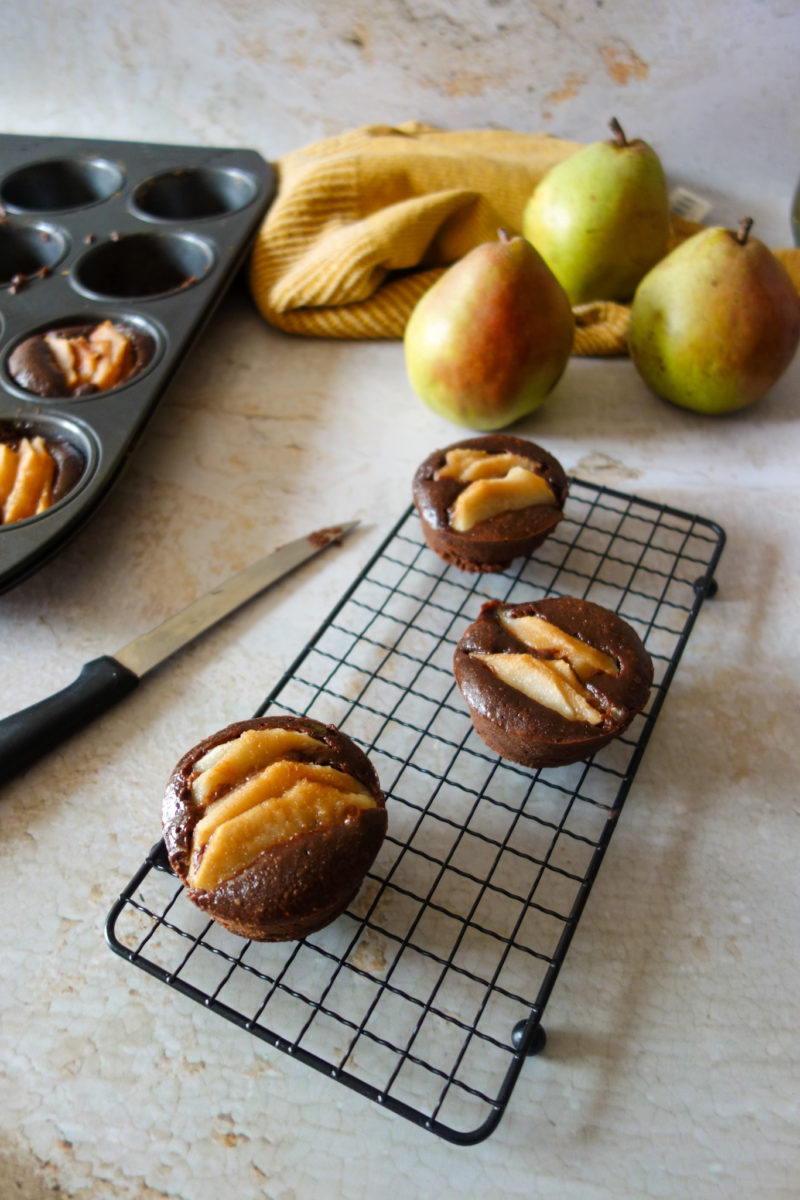 mini-fondants choco, noisettes et poires