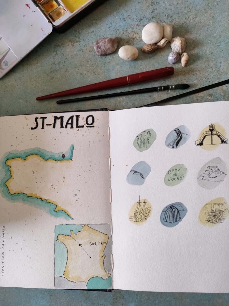 carnet de voyage à l'aquarelle 