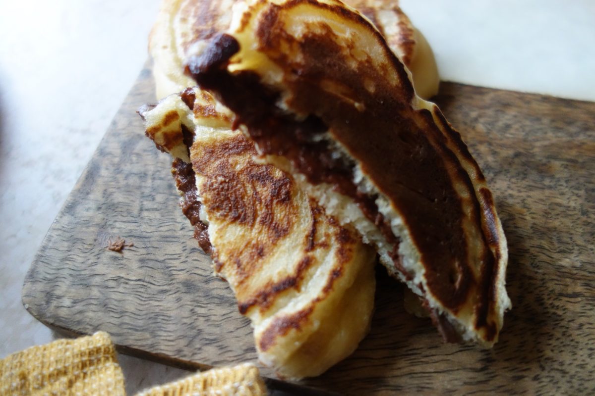 pancakes à la crème pâtissière au chocolat