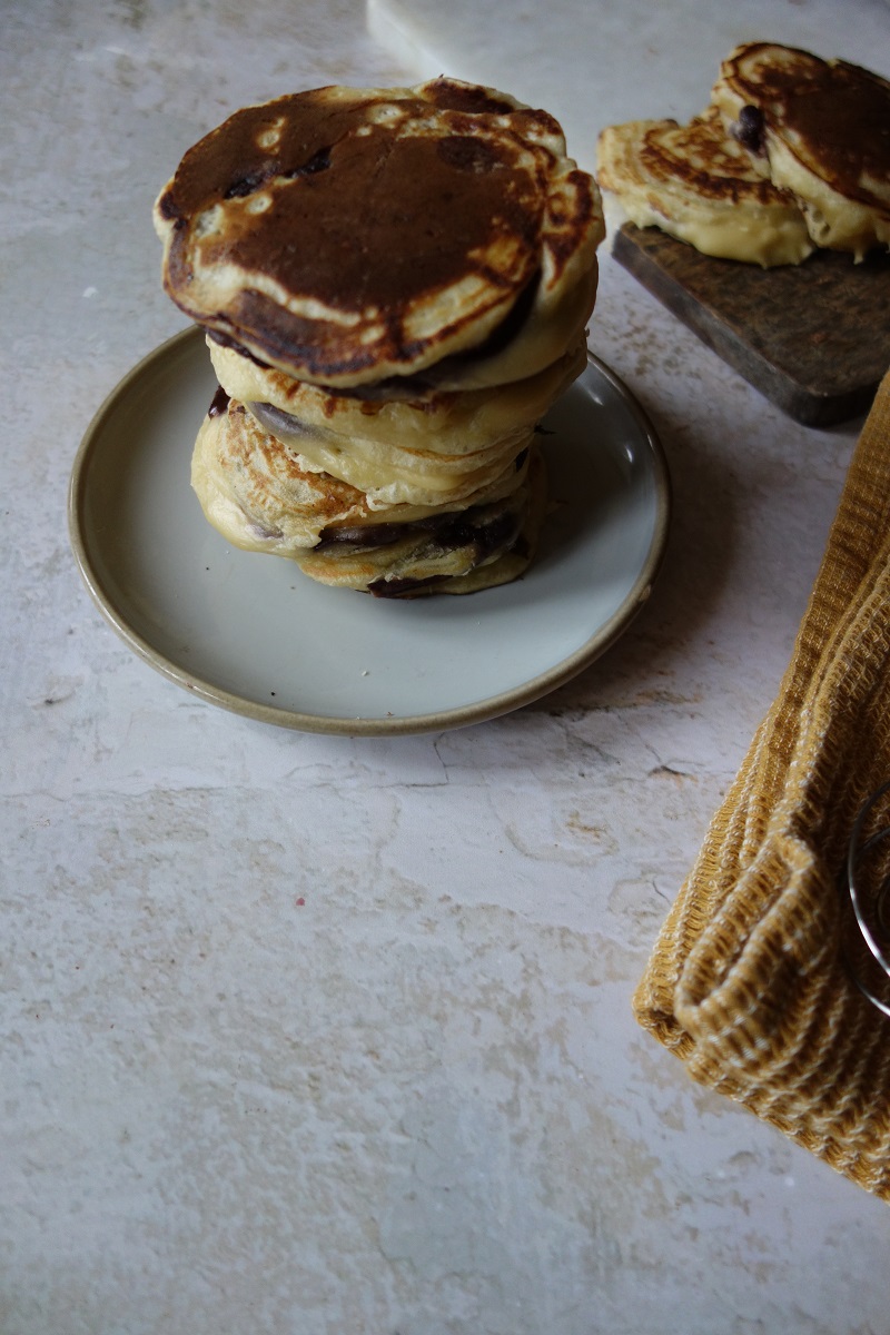 pancakes à la crème pâtissière au chocolat